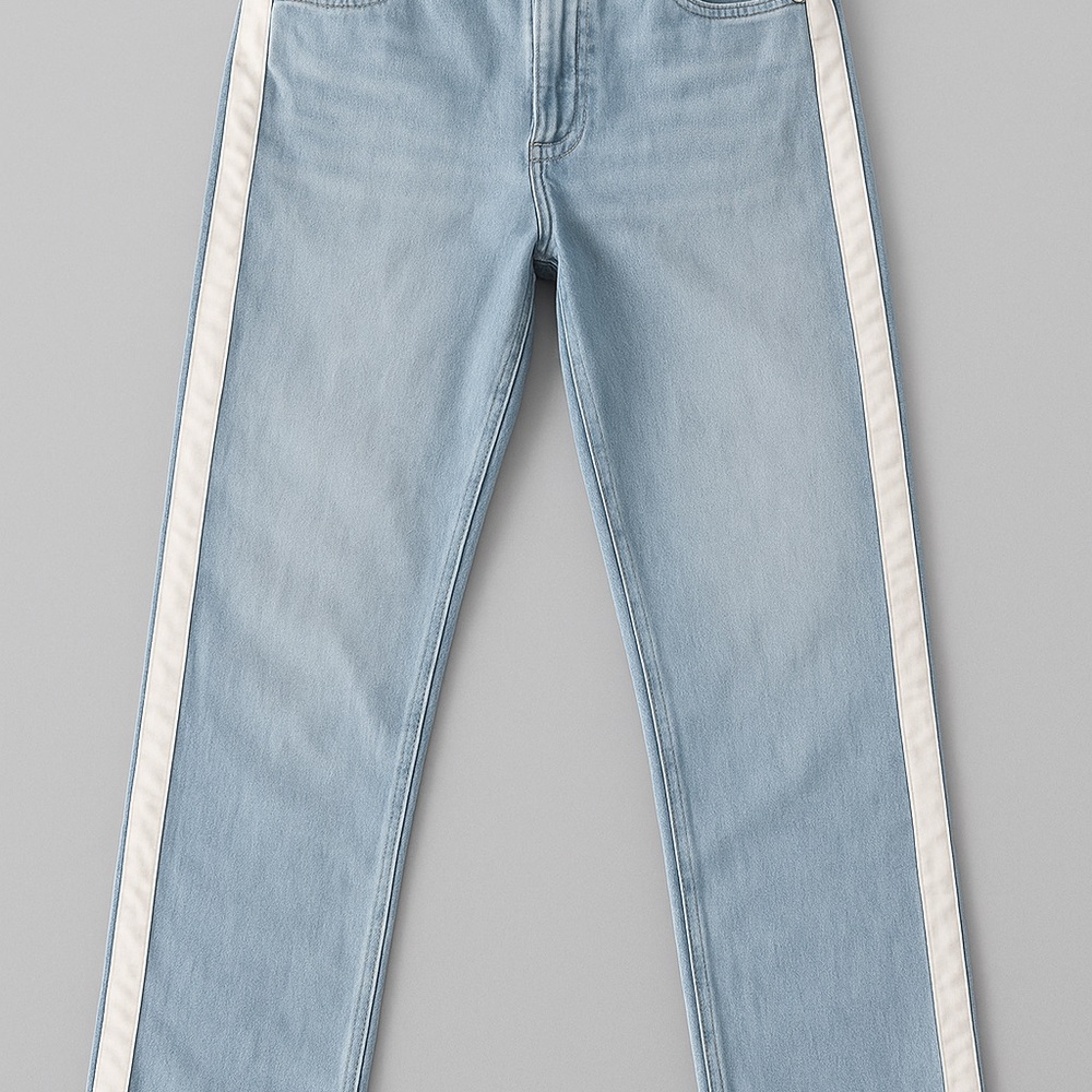 Men's Light Blue Jeans with White Stripes